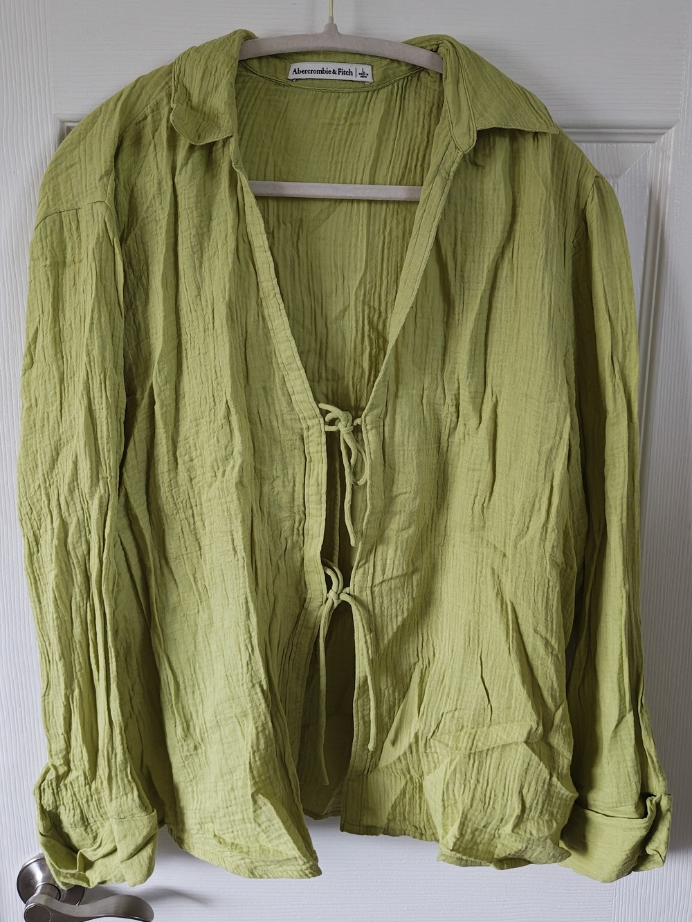 Abercrombie & Fitch Lime Green Tie-Front Women's Top